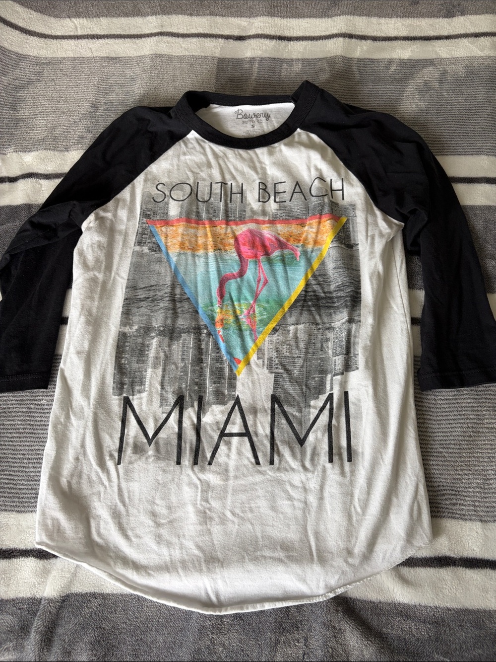 South Beach Miami Raglan Tee - Black/White